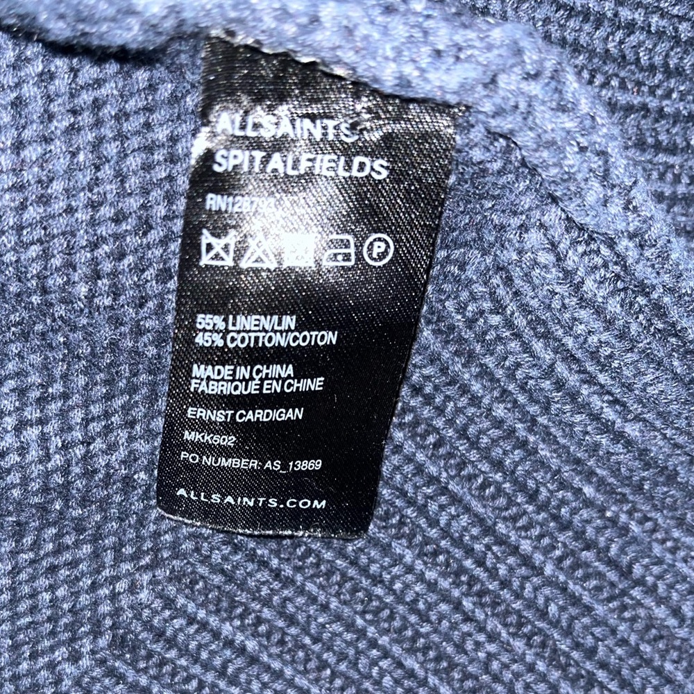 All Saints Ernst Navy Blue Cardigan with Toggle Closures - Picture 9 of 9